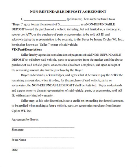 down payment agreement form.